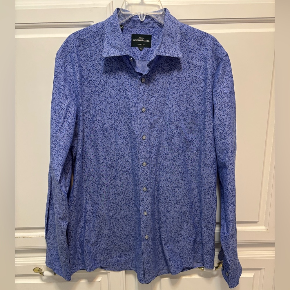 Rodd & Gunn Blue Print Sport Fit  Long Sleeve Button Down Shirt Men’s Size XL